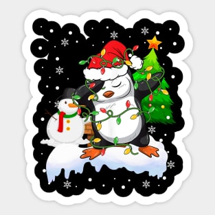 Santa Christmas Dabbing Through The Snow Dabbing Penguin Snowman Sticker